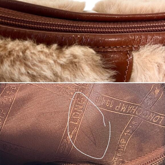 Authentic Longchamp Vintage Rabbit Fur Leather Hobo Shoulder Bag Made in France - Picture 9 of 12